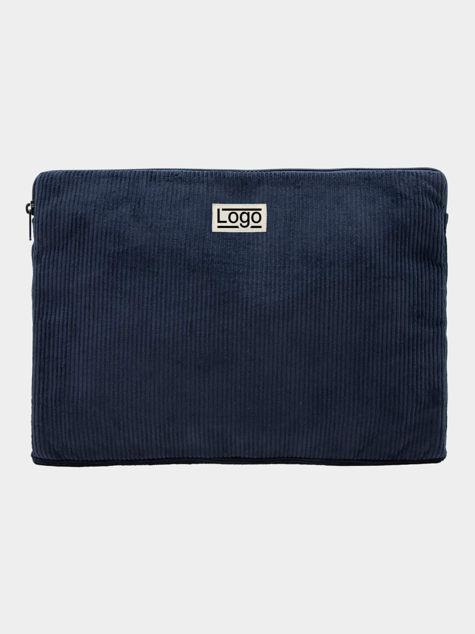 Housse ordinateur publicitaire Léo M personnalisable en velours Bleu marine